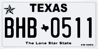 TX license plate BHB0511