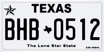 TX license plate BHB0512