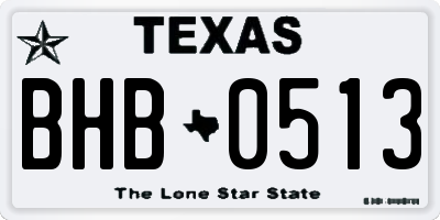 TX license plate BHB0513