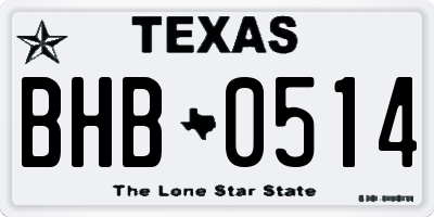TX license plate BHB0514