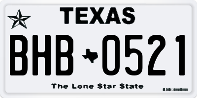TX license plate BHB0521