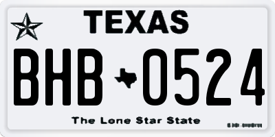 TX license plate BHB0524