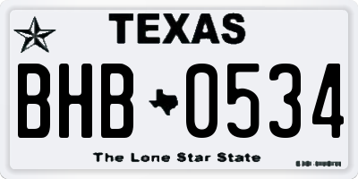 TX license plate BHB0534