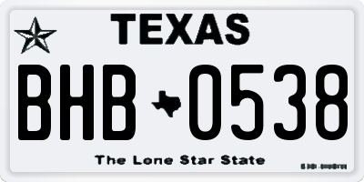 TX license plate BHB0538