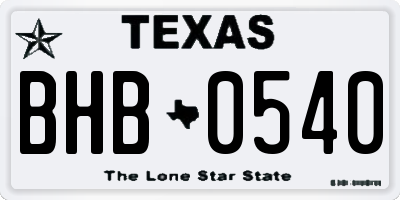 TX license plate BHB0540