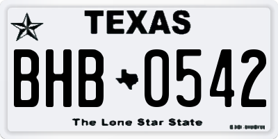 TX license plate BHB0542