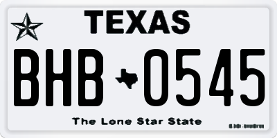 TX license plate BHB0545