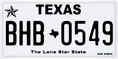 TX license plate BHB0549
