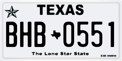 TX license plate BHB0551