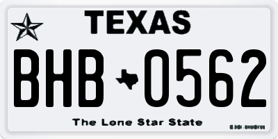 TX license plate BHB0562