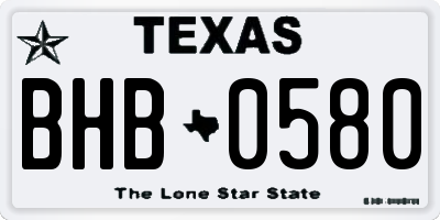 TX license plate BHB0580