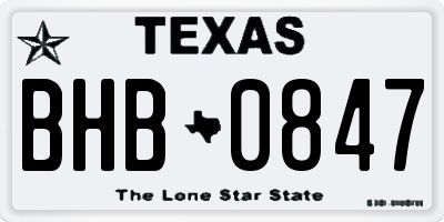 TX license plate BHB0847