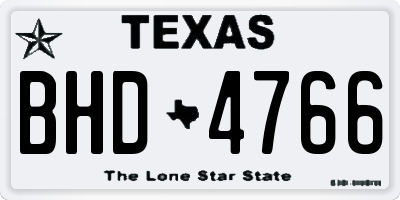 TX license plate BHD4766