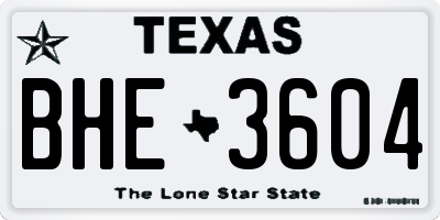 TX license plate BHE3604