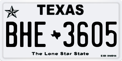 TX license plate BHE3605