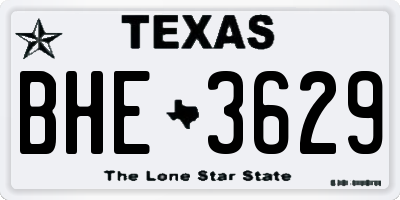TX license plate BHE3629