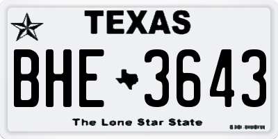 TX license plate BHE3643