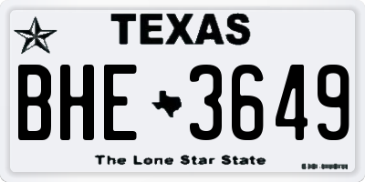TX license plate BHE3649