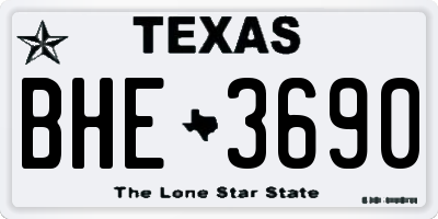 TX license plate BHE3690