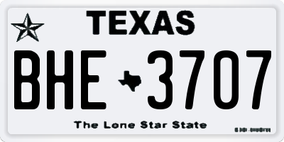 TX license plate BHE3707