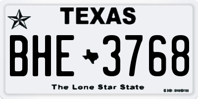 TX license plate BHE3768