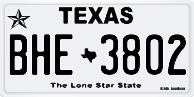 TX license plate BHE3802