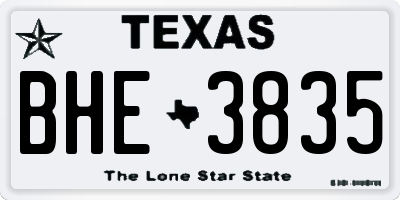 TX license plate BHE3835