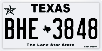 TX license plate BHE3848