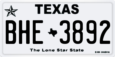 TX license plate BHE3892