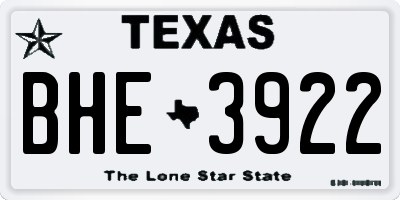 TX license plate BHE3922