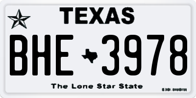 TX license plate BHE3978