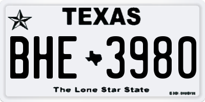 TX license plate BHE3980