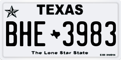 TX license plate BHE3983