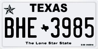 TX license plate BHE3985