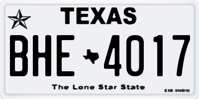 TX license plate BHE4017