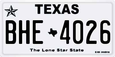 TX license plate BHE4026