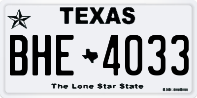 TX license plate BHE4033