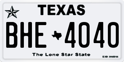 TX license plate BHE4040