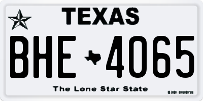 TX license plate BHE4065