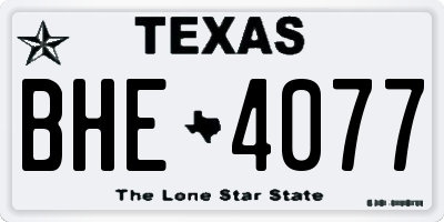 TX license plate BHE4077