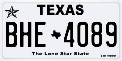 TX license plate BHE4089