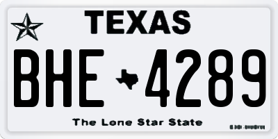 TX license plate BHE4289