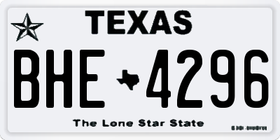 TX license plate BHE4296