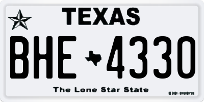 TX license plate BHE4330