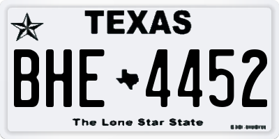 TX license plate BHE4452
