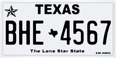 TX license plate BHE4567