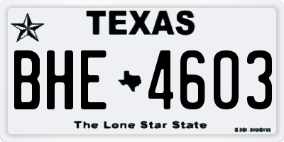 TX license plate BHE4603
