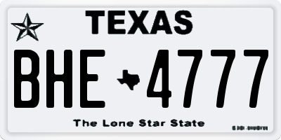 TX license plate BHE4777