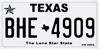 TX license plate BHE4909