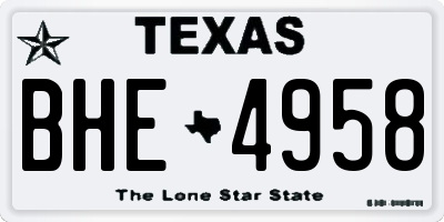 TX license plate BHE4958